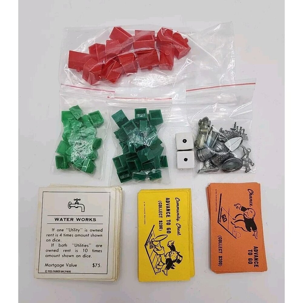 Original Vintage Monopoly Game‎ Pieces Tokens 1936-1961 Property Cards Lot